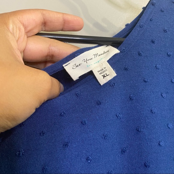 3/$35 Blue Cotton Romper - Picture 4 of 5